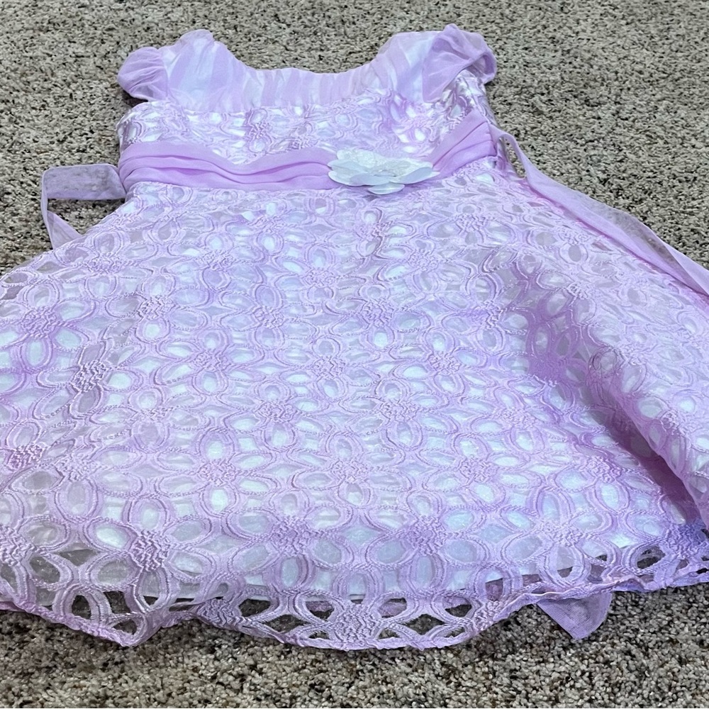 Lavender Lace Dress with Floral Accent